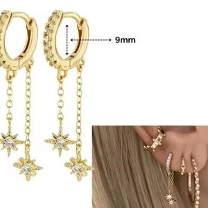 18k Gold Plated Star Dangle Earrings